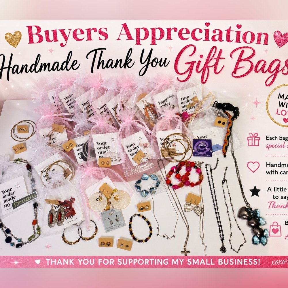 Handmade Pink White Jewlery Gift Bag Set – Women’s Colorful Jewelry 12 Gift Bags